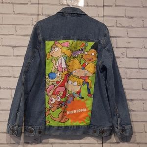Nickelodeon Jean Jacket Unisex M 90's Cartoon Rugrats Ren Stimpy